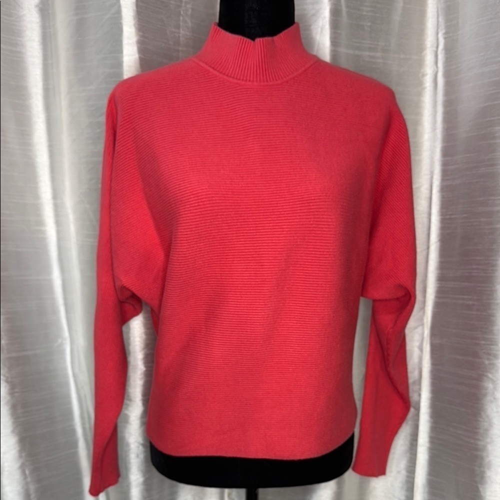 Zesica Ribbed 3/4 Kimono Sleeve Mock Turtleneck Pink/Fuscia Women’s M Sweater
